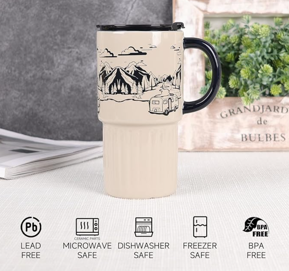 Ceramic Travel Mug with Lid and Straw Wholesale in China