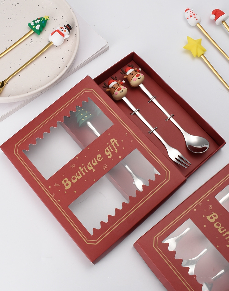 Christmas Stainless Steel Spoon Fork Cutlery Set Gift Box Set