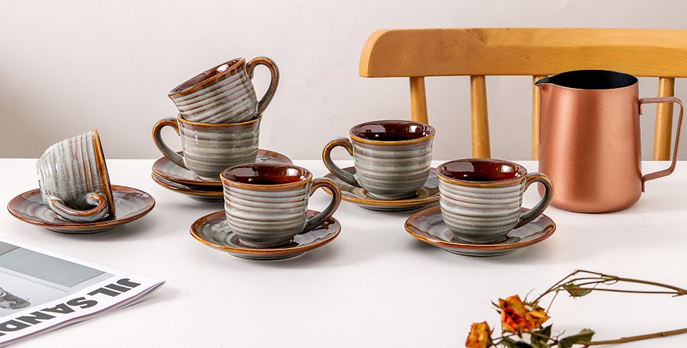 Espresso Ceramic Cups with Saucers wholesale in China