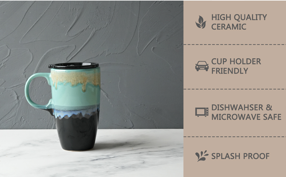 Ceramic Travel Coffeel Mug with Handle and Lid Wholesale in China