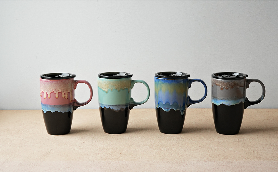 Ceramic Travel Coffeel Mug with Handle and Lid Wholesale in China