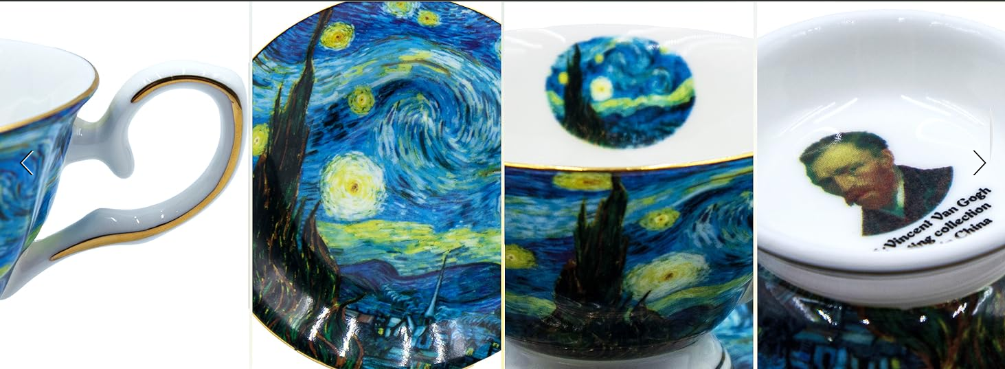 Bone China 7 oz British Teacups Porcelain Van Gogh Coffee Cup