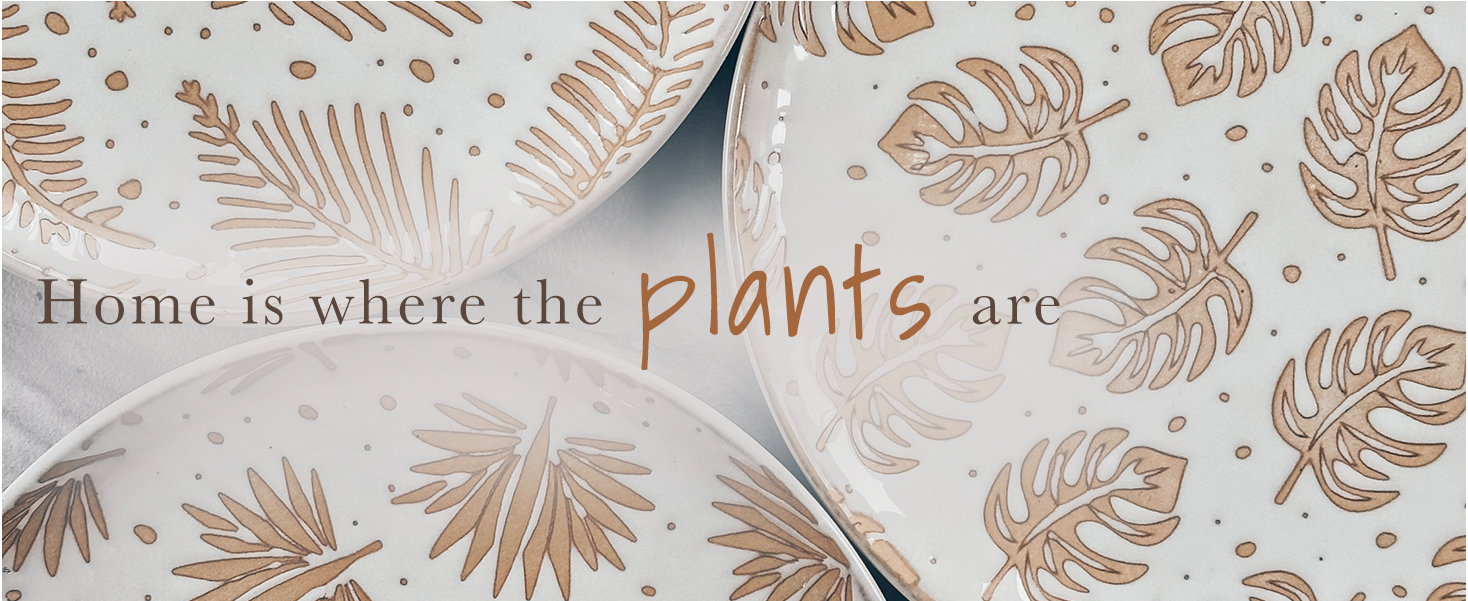 Ceramic Boho Leaves Plates Set of 6-7.8in