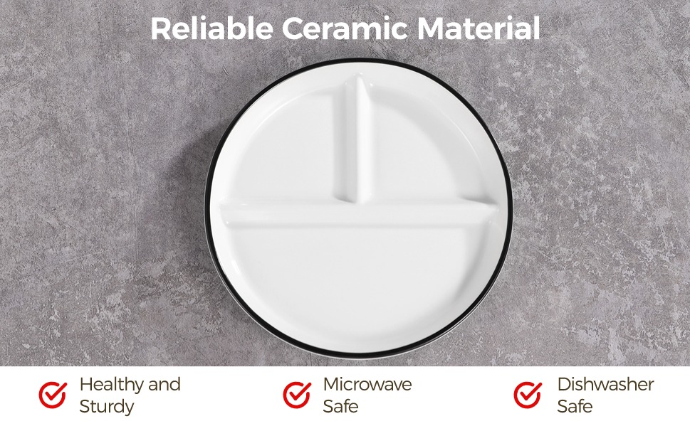 Master Portion Control with Ease: 8" Ceramic Portion Control Divided Plates Supplier in China