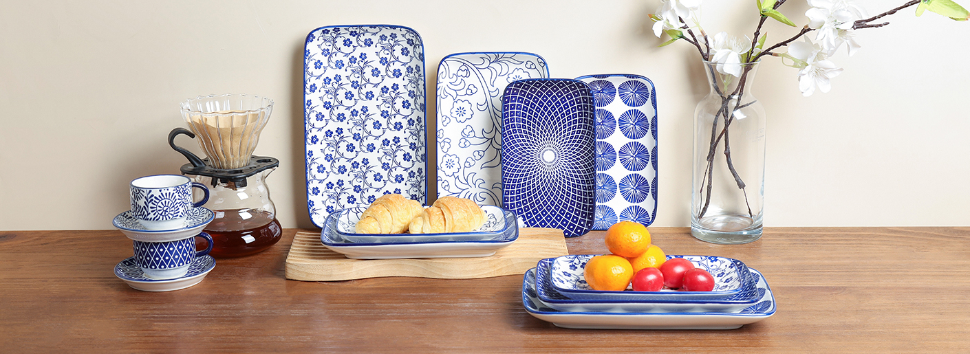 Discover Premium Vintage Blue Rectangular Salad Ceramic Plates from a Leading Wholesale Supplier in China