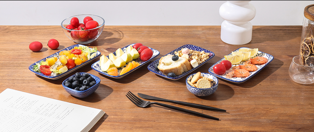 Discover Premium Vintage Blue Rectangular Salad Ceramic Plates from a Leading Wholesale Supplier in China