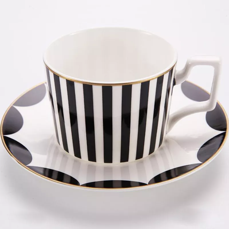 Classic European Gold Rim Coffee Cups and Saucers