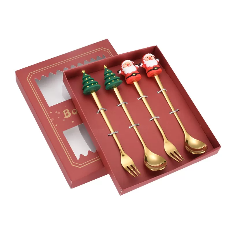 Christmas Stainless Steel Spoon Fork Cutlery Set Gift Box Set