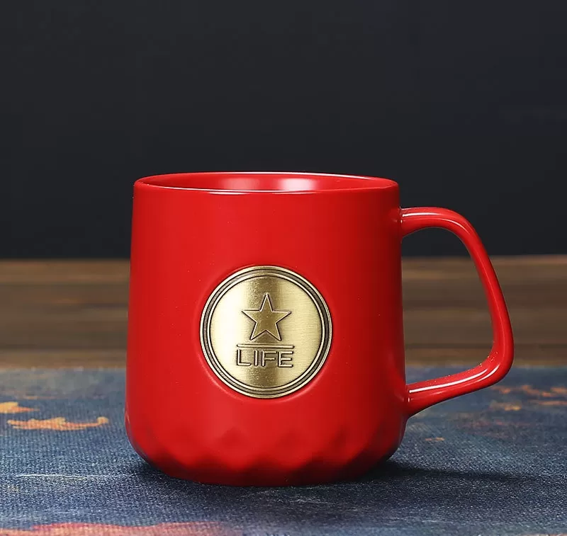 Ceramic Mugs with Custom Copper Logo wholesale in China