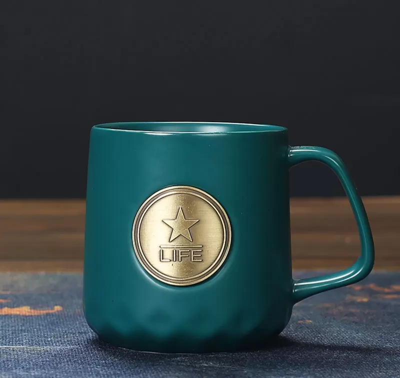 Ceramic Mugs with Custom Copper Logo wholesale in China