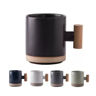 Ceramic mug Cup with wood handle