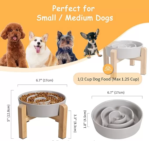 Raised Ceramic Dog Bowls with Anti-Slip Stand Wholesale in China