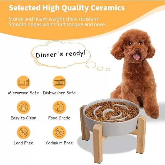 Raised Ceramic Dog Bowls with Anti-Slip Stand Wholesale in China