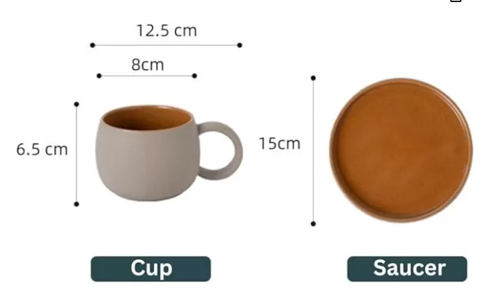 Elegant 4-Piece Brown Ceramic Coffee Cups and Saucers Set wholesale in China