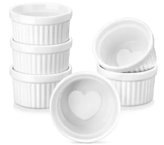 4 oz Oven Safe Ceramic White Souffle Dishes