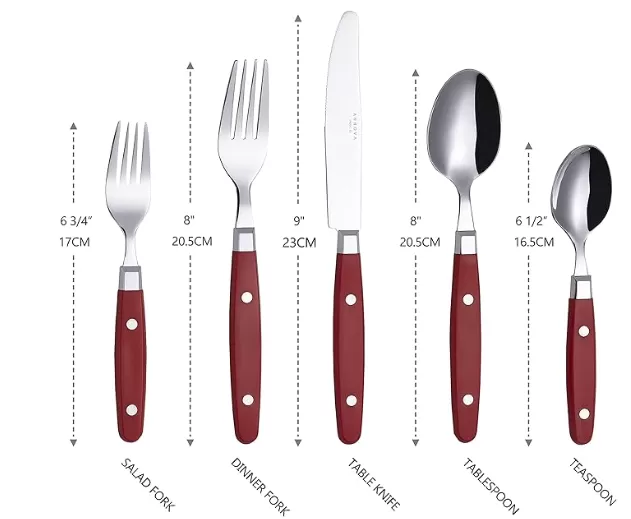 Silverware  Stainless Steel Cutlery Color Handle With Rivet