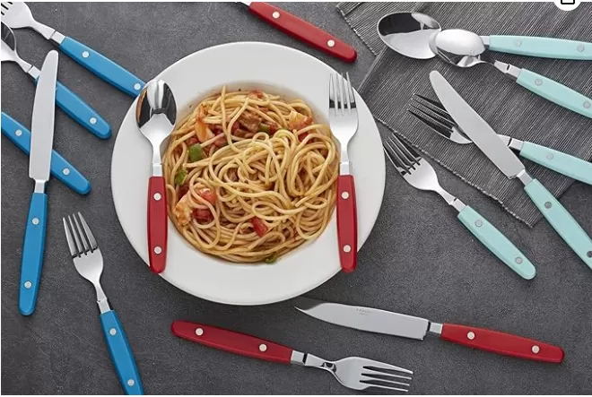 Silverware  Stainless Steel Cutlery Color Handle With Rivet