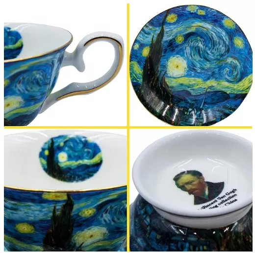 Bone China 7 oz British Teacups Porcelain Van Gogh Coffee Cup