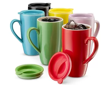 Ceramic Coffee Mug Set with Lids