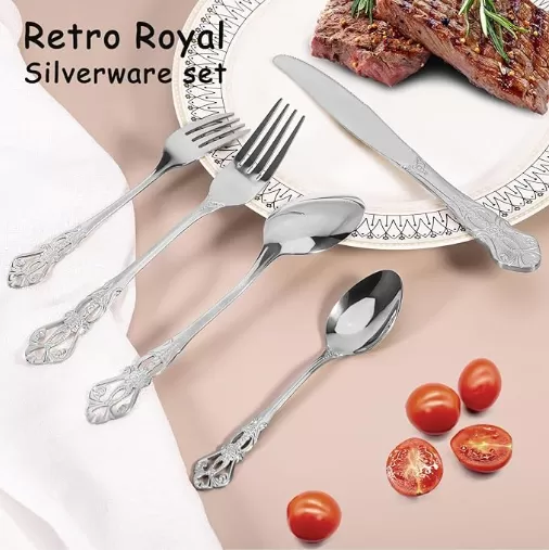 Stainless Steel Gorgeous Retro Royal Flatware Set