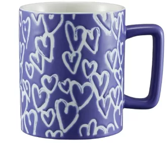 14oz/400ml Porcelain Coffee Cup with Heart Shaped Pattern Design