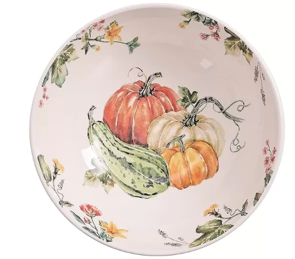 Pumpkin Feast Ceramic 13 inch Serving Bowl