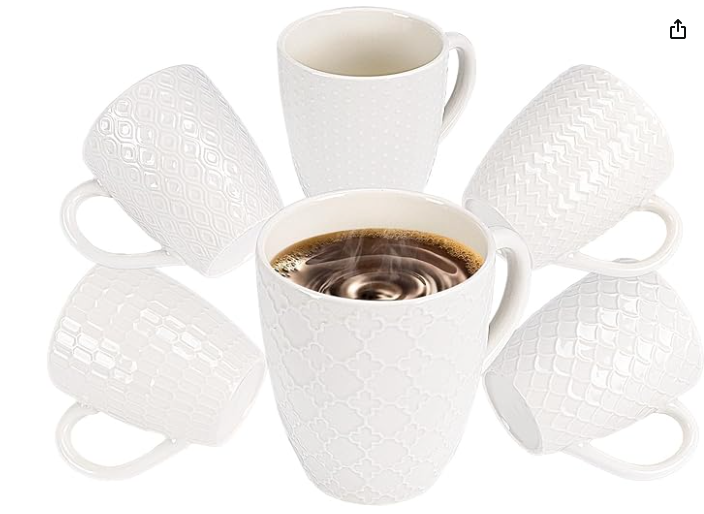 Cream White Ceramic Coffee Mugs Set