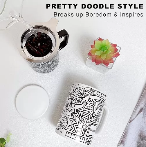 Doodle Style Porcelain Tea Infuser Mug