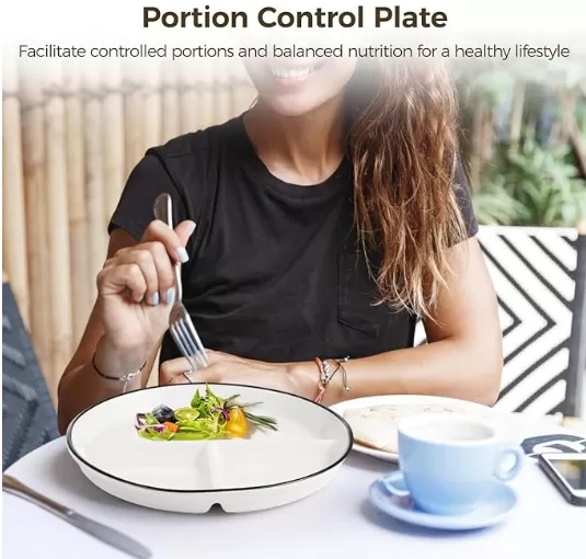 8" Ceramic Portion Control Divided Plates