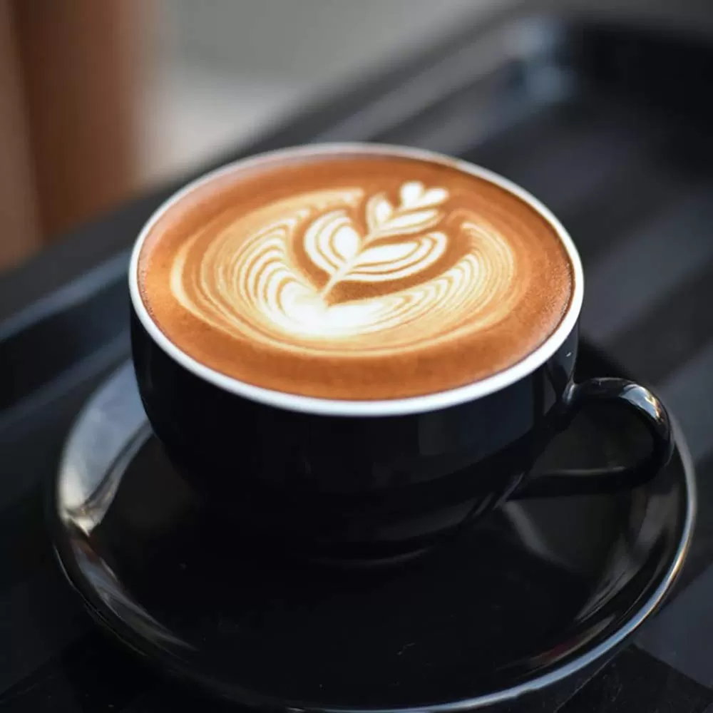 Ceramic Glossy Black Cappuccino Cups with Saucers