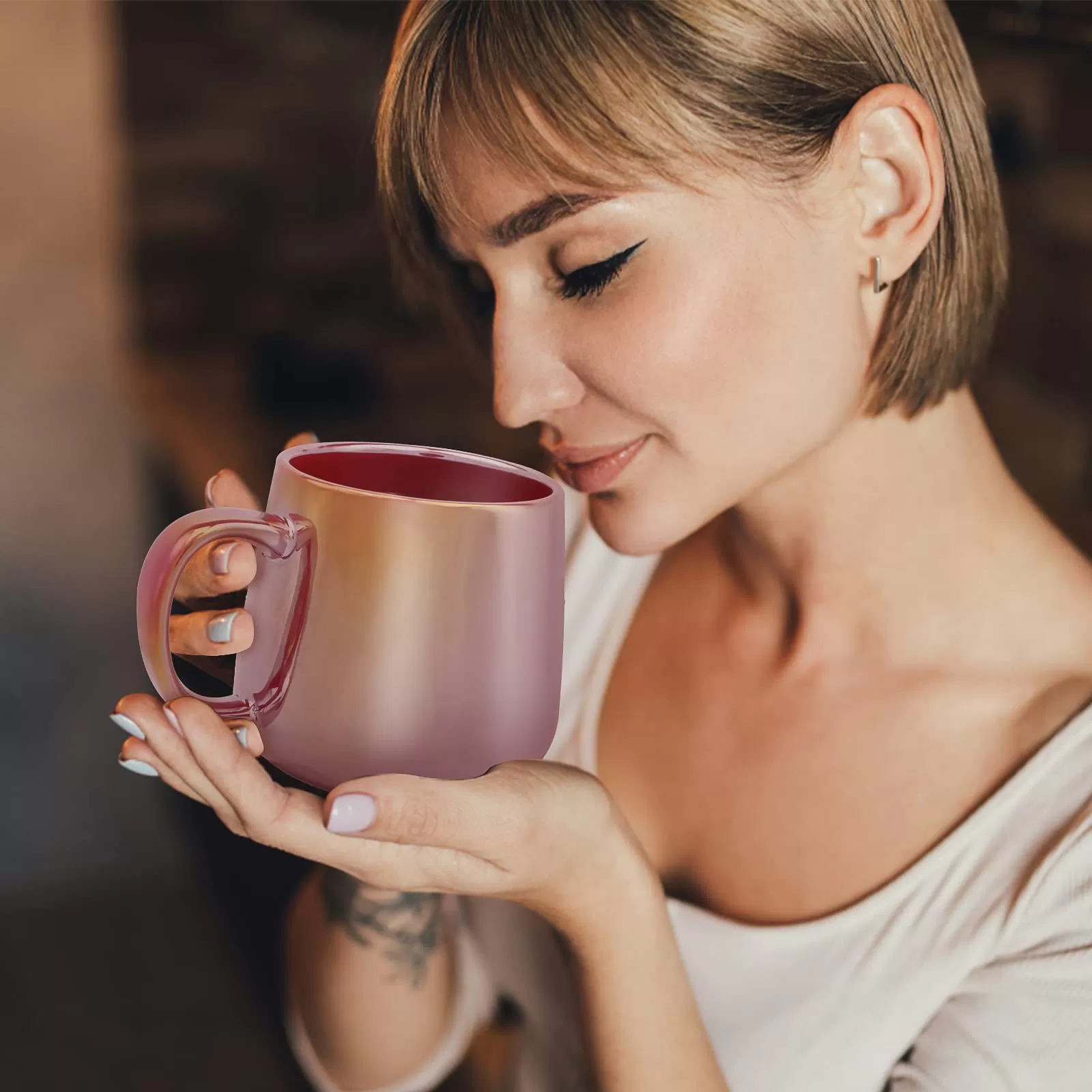 15 Oz Glossy Ceramic Coffee Cup