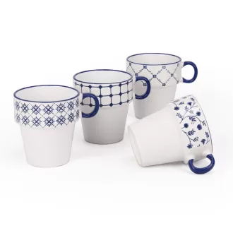 Ceramic Blue Coffee Cups with Handle