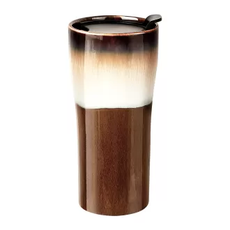 Double Wall Ceramic Travel Coffee Mug with Lid