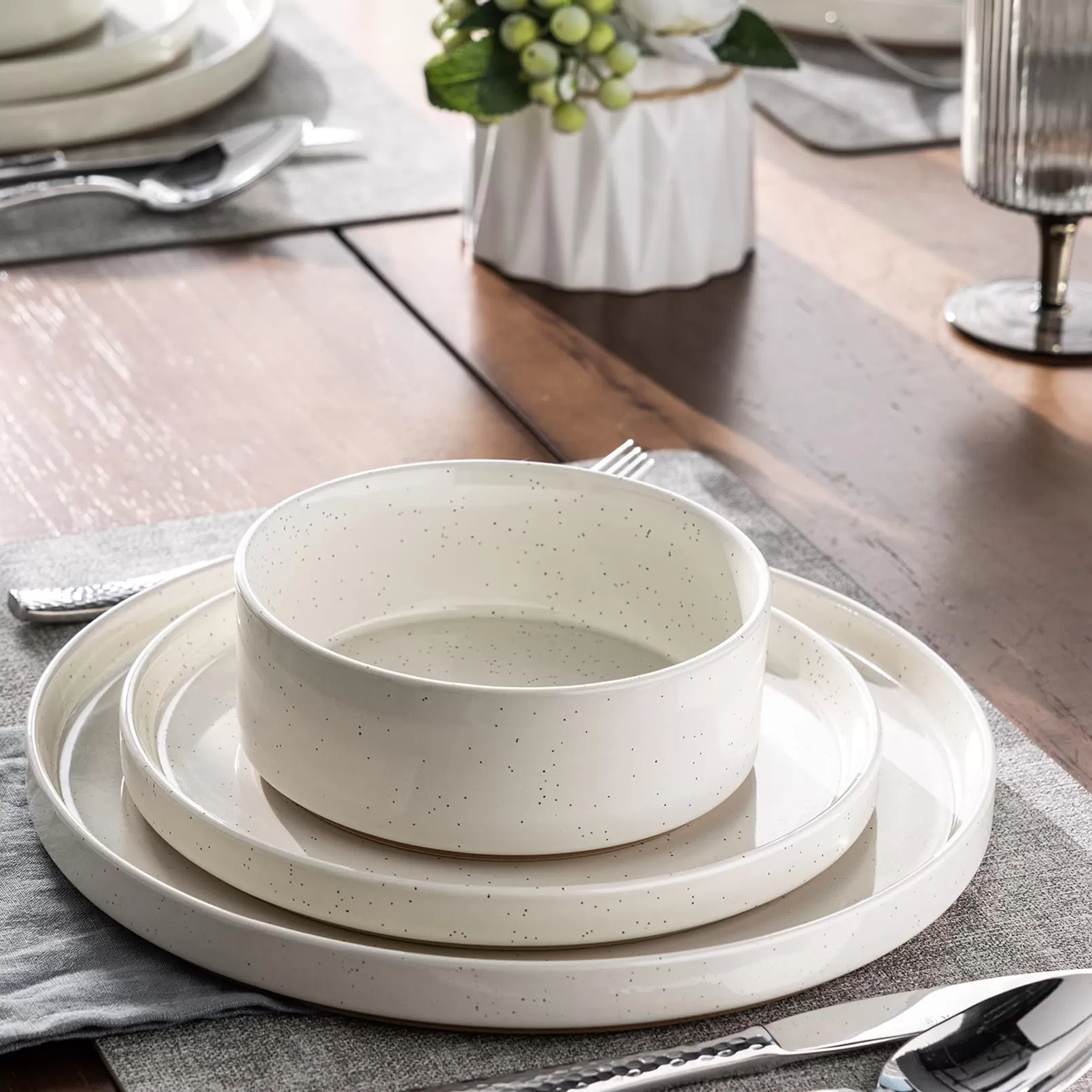 Ceramic Speckled Stoneware Dinnerware Set