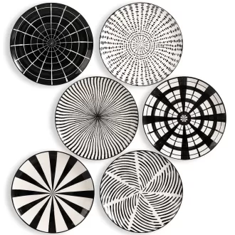 Flat Modern Black Pattern Ceramic Dining Plates