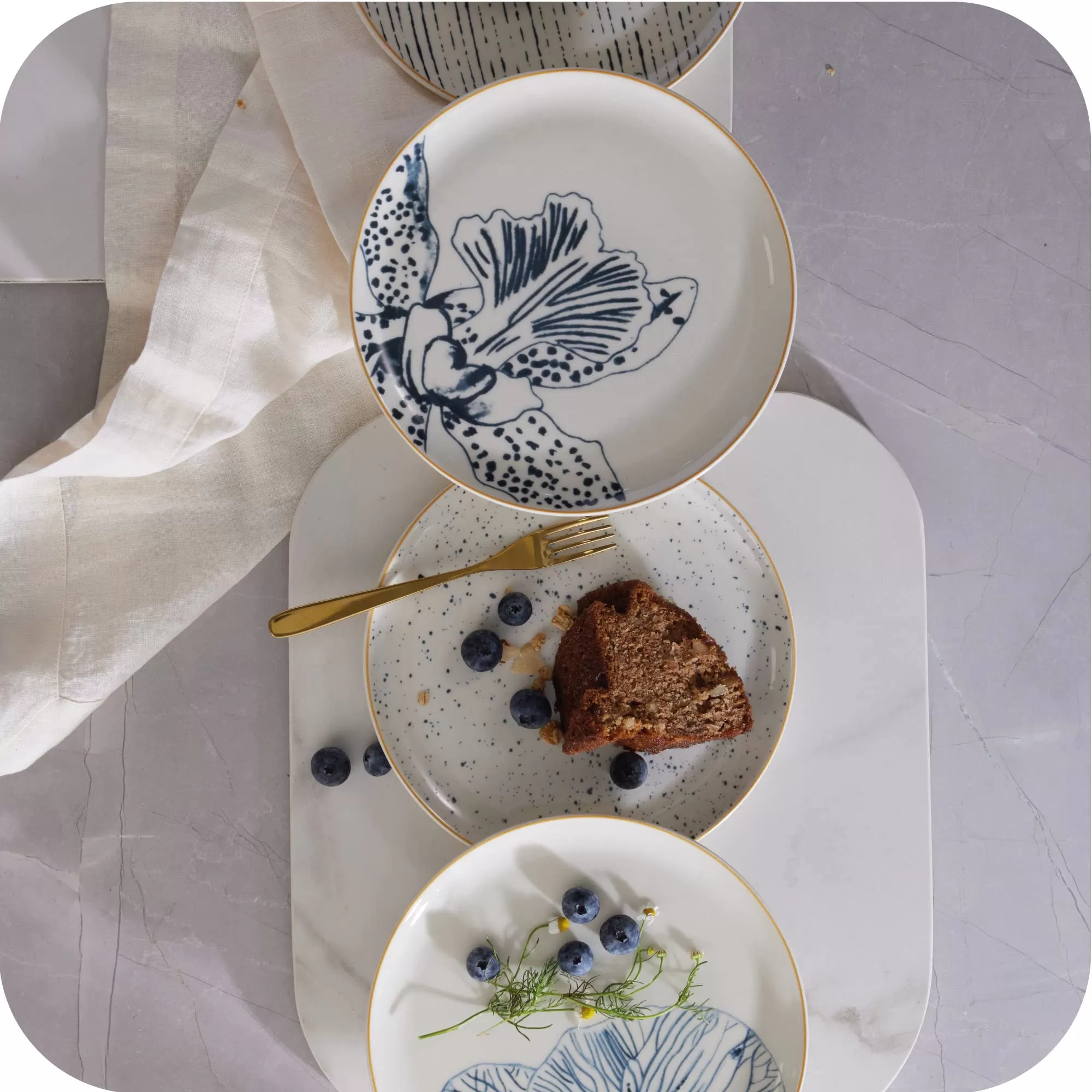 4 Salad Ceramic plates Set