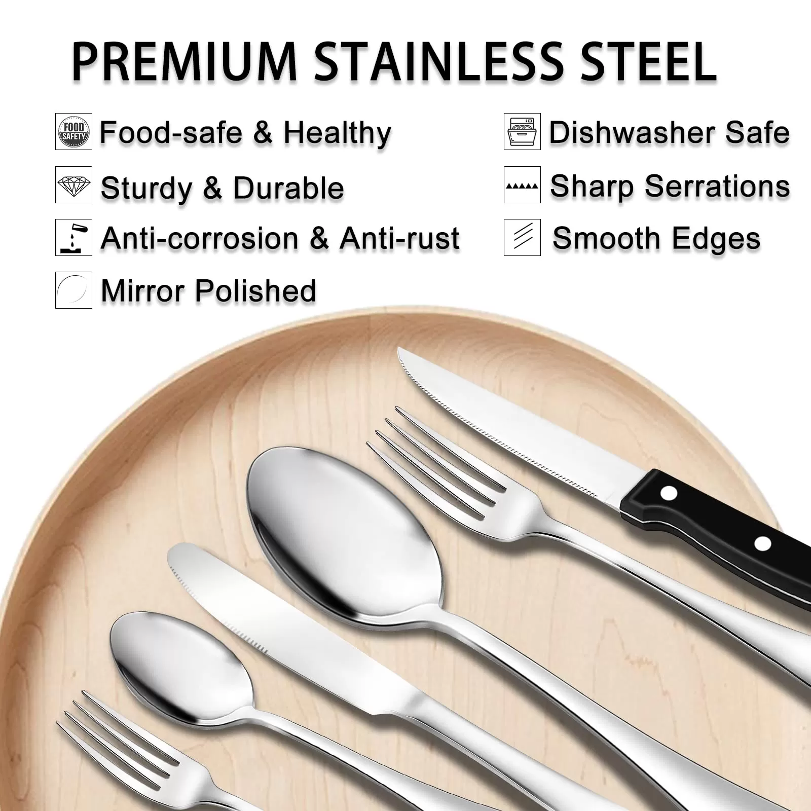 Stainless Steel Silverware Set with Cutlery Organizer