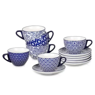 Ceramic 8 oz Cappuccino Cup Set with Saucers