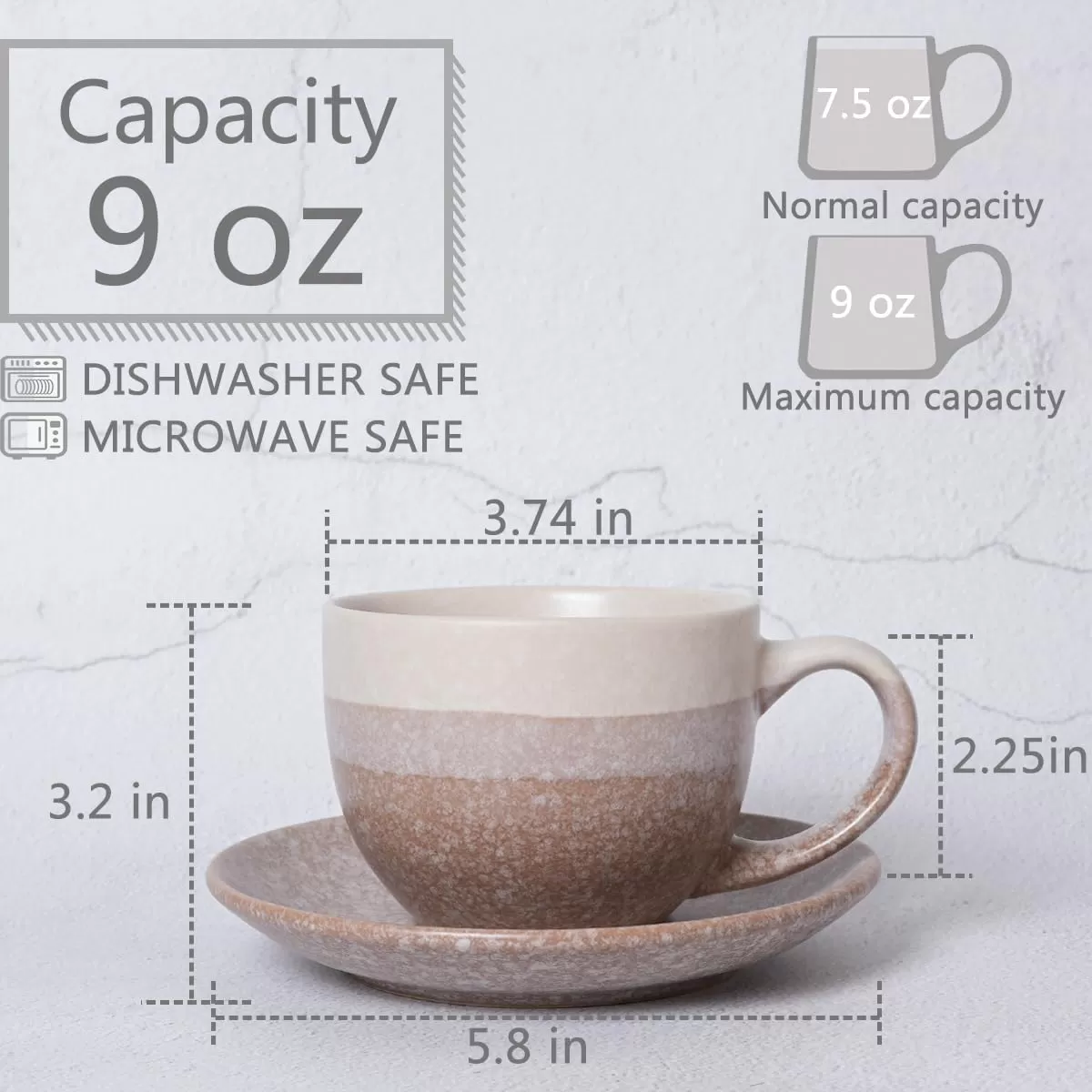 Ceramic Cappuccino Cup and Saucer Set