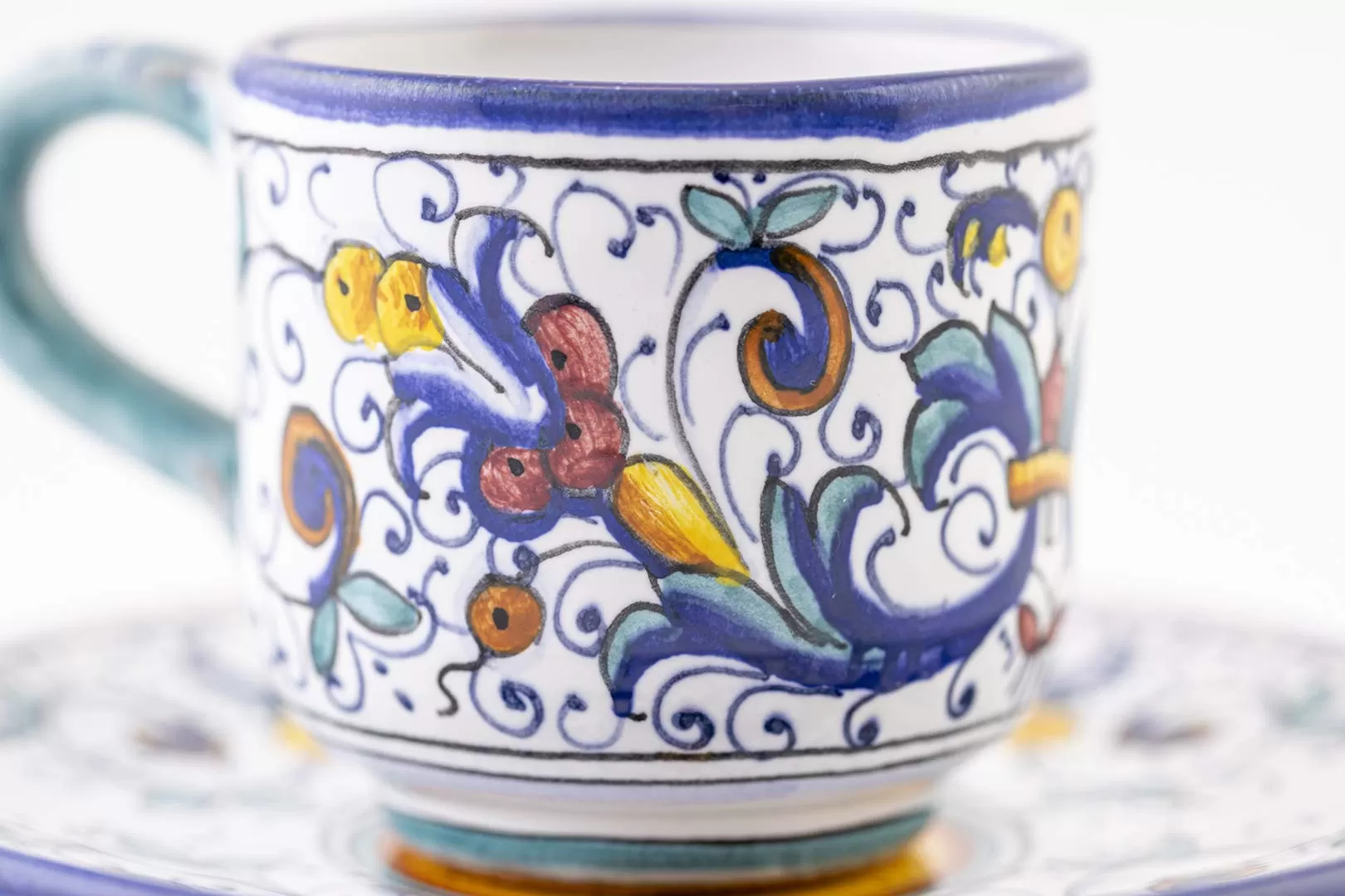 Ceramic Espresso Hand Painted Cup with Saucer