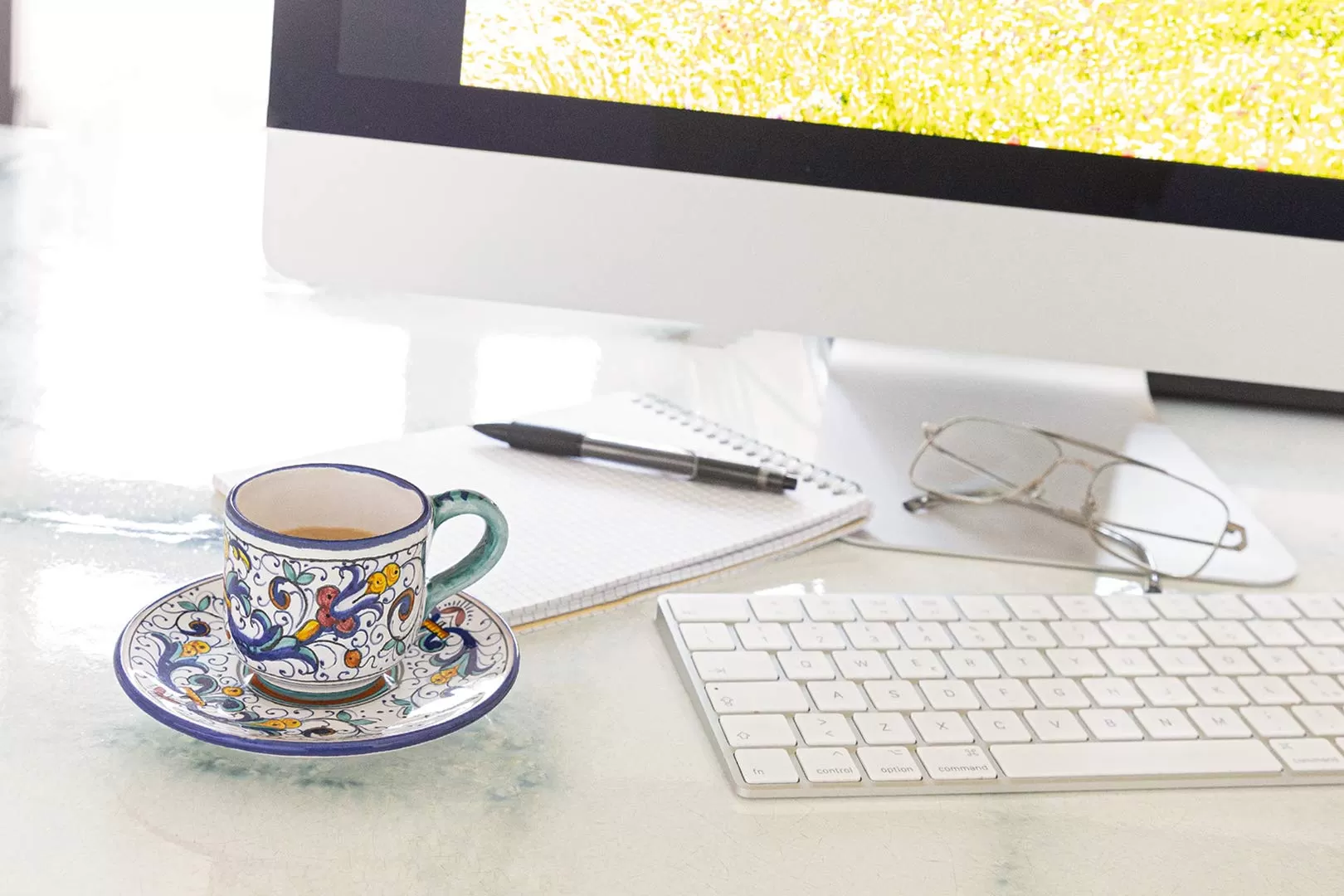 Ceramic Espresso Hand Painted Cup with Saucer