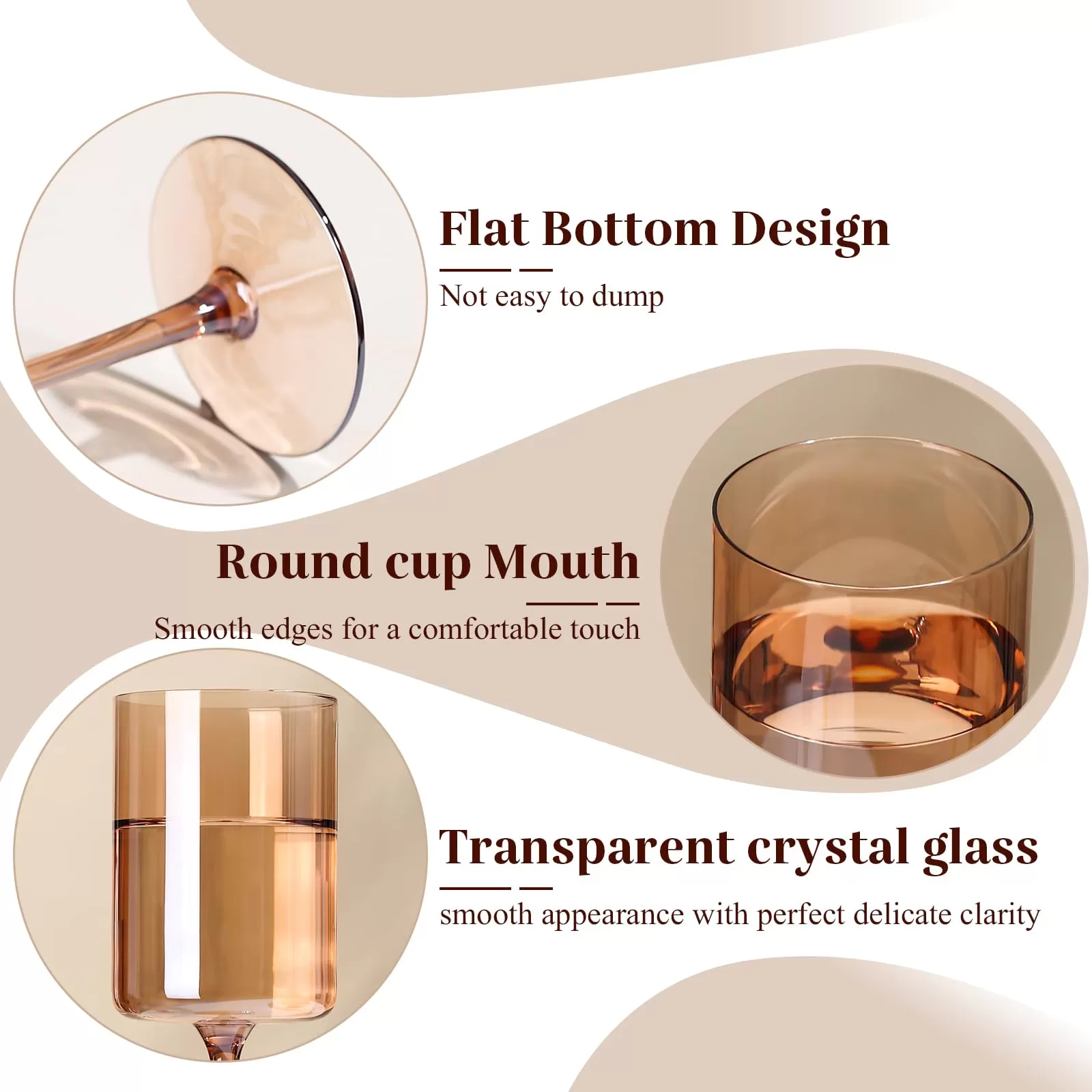 Square wine glasses with stem