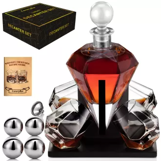 Diamond Whiskey Decanter Sets for Men with ChillBall &Tray