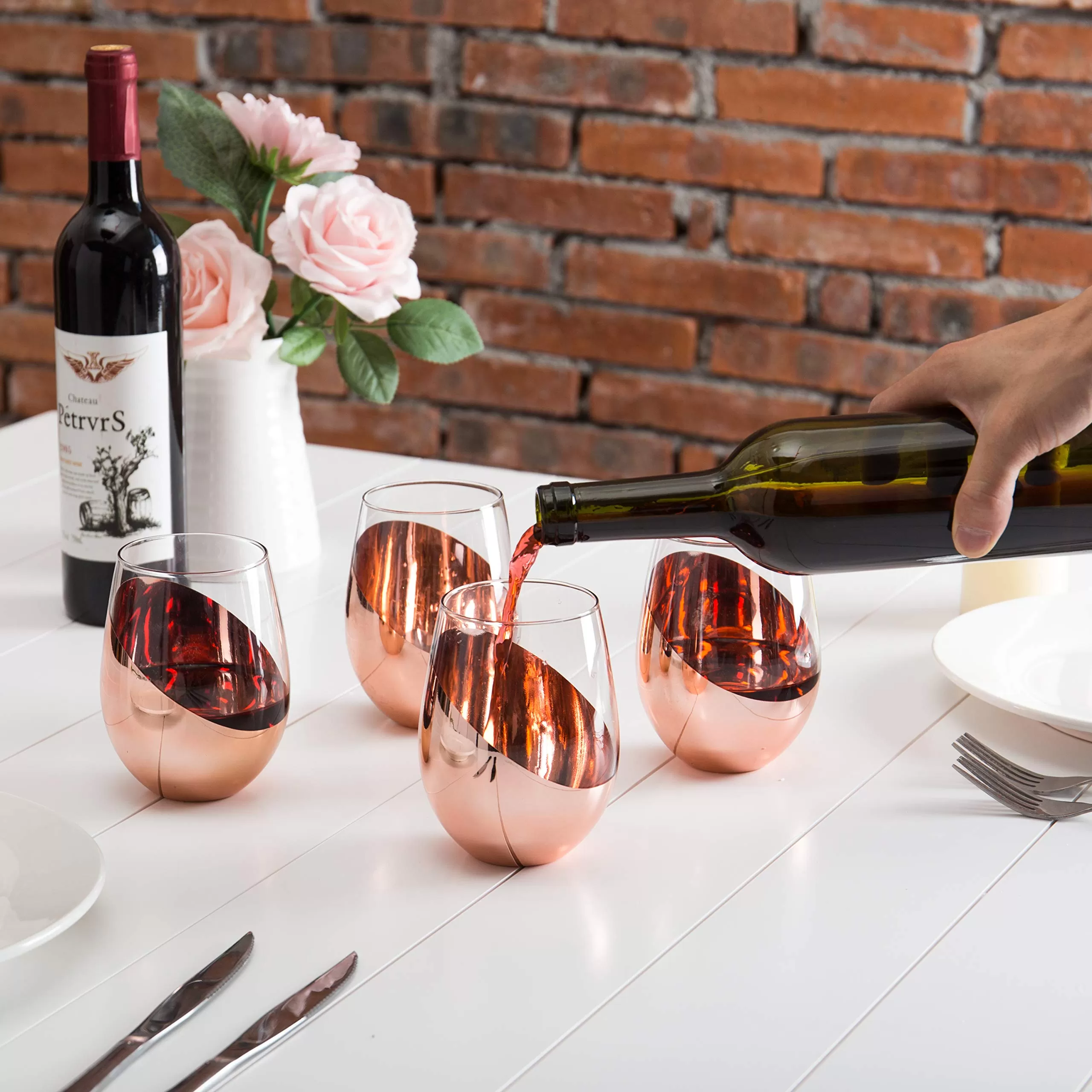 Wholesale Copper Accent Wine Glasses