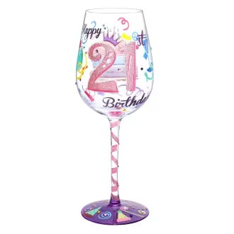 Hand-painted Wine Glass 21st Birthday Gift Artisan Painted 15oz Personalised Gift for Her