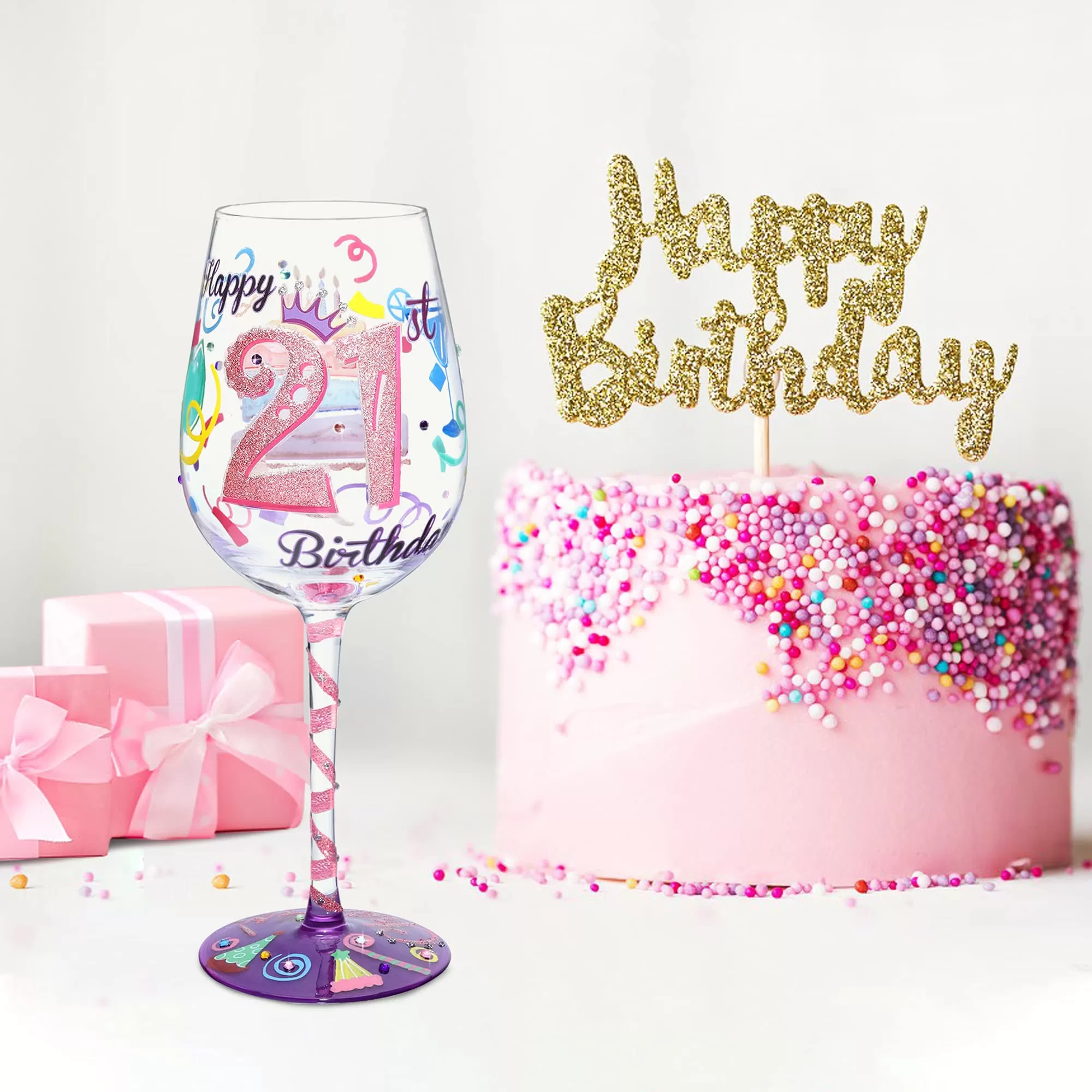 Hand-painted Wine Glasses for Birthdays